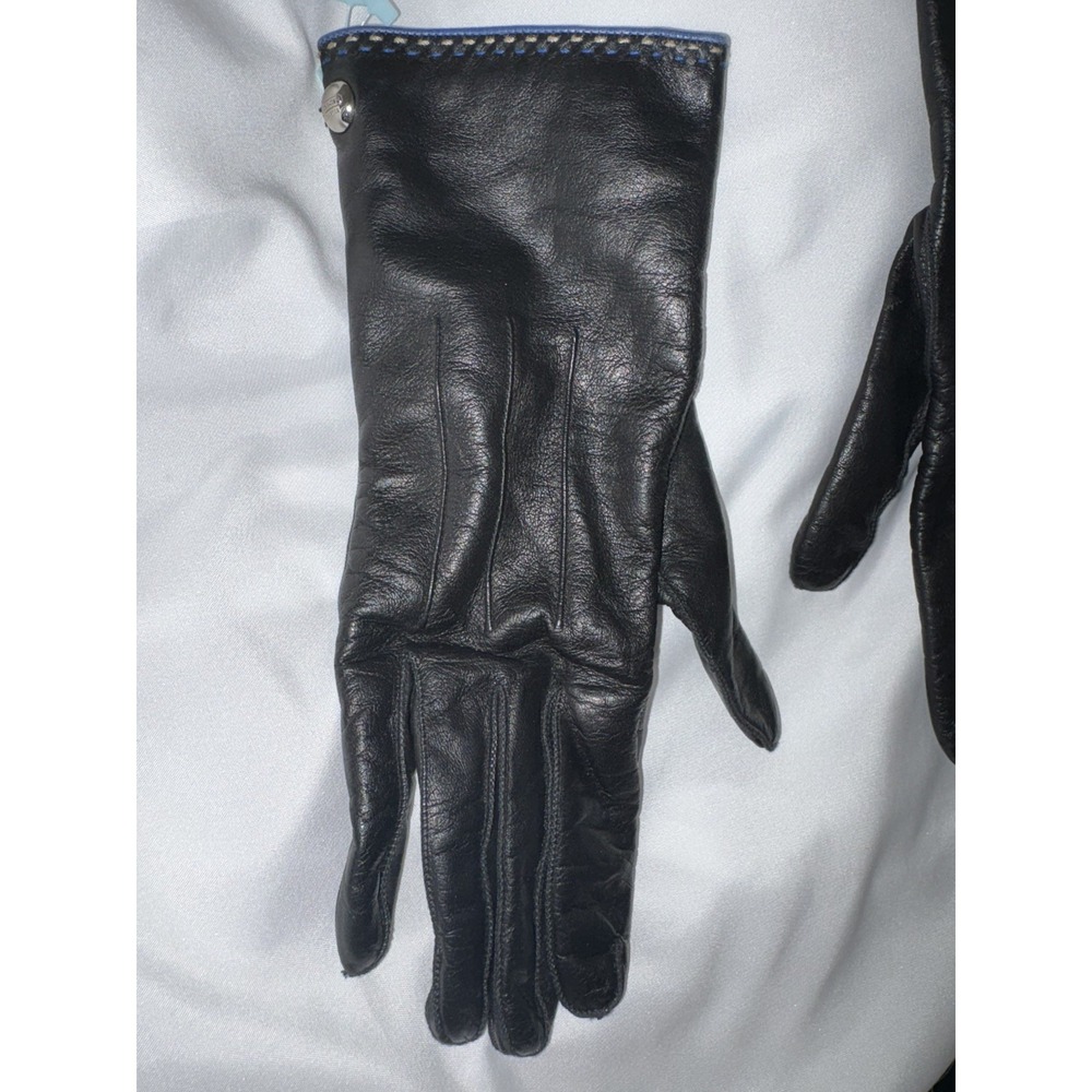 VintageWomen's Coach Black 100% Leather Gloves ,Size 8 -Lined 100% Cashmere - Picture 2 of 15